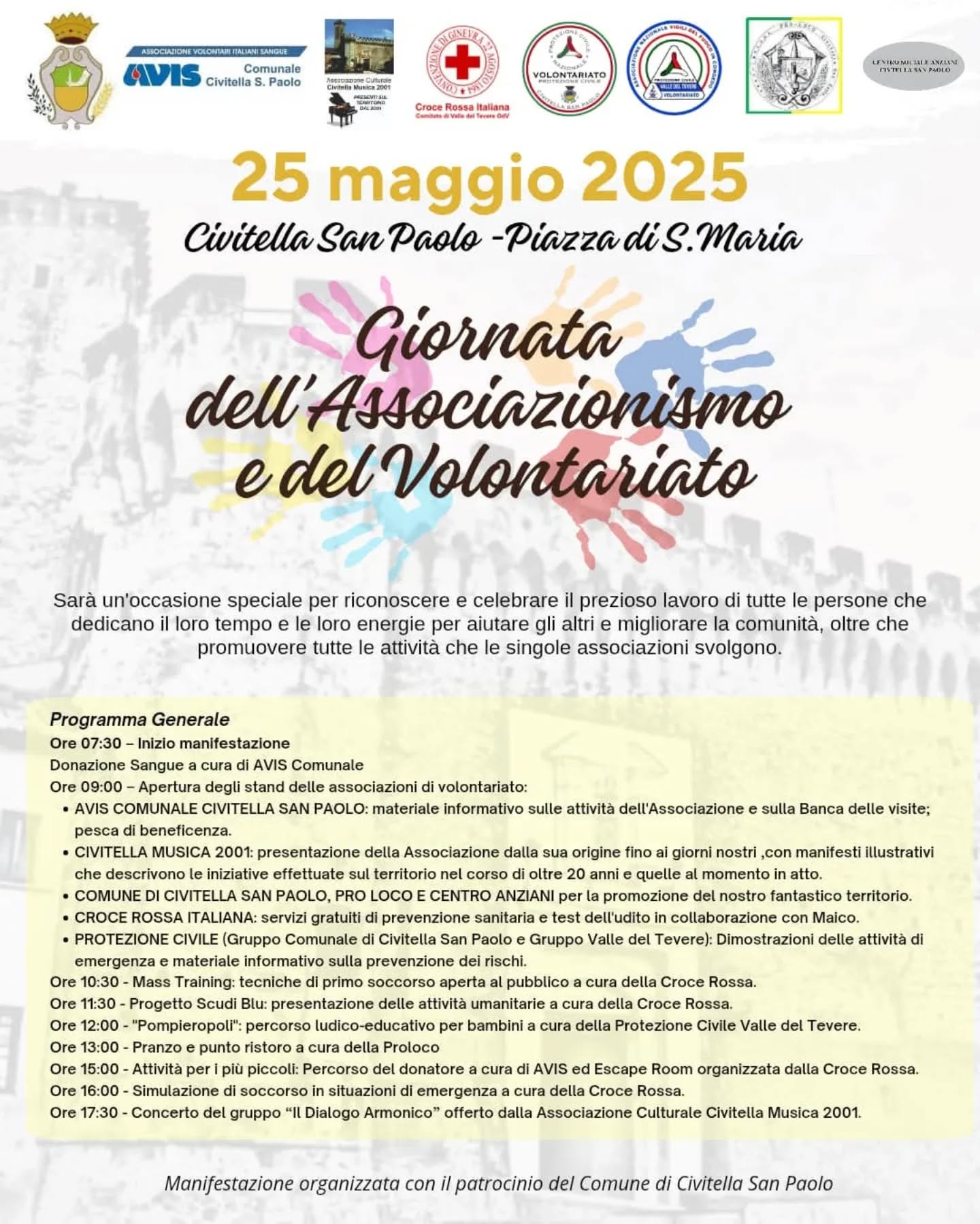 25 MAGGIO 2025 – Giornata dell’Associazionismo e del Volontariato